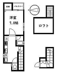 パームグローヴ 2階1Kの間取り