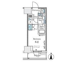 パークキューブ大井町レジデンス 904 9階1Kの間取り