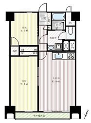 幡ヶ谷ゴールデンマンション 10階2LDKの間取り