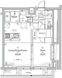 ガリシア矢口渡 6階1LDKの間取り