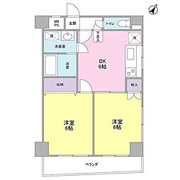 アスカルカーサ 5階2DKの間取り