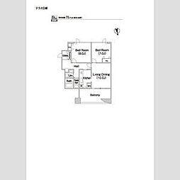 テラス日新 14階2LDKの間取り