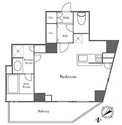 セントラルクリブ六本木 5階ワンルームの間取り