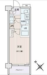 エコロジー都立大学レジデンス 4階1Kの間取り