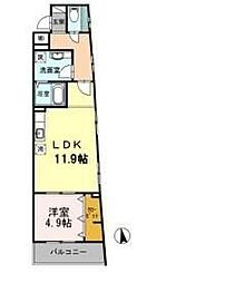 カーサ鈴 2階1LDKの間取り