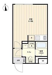 レクス武蔵小山 3階ワンルームの間取り