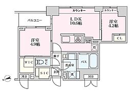 プライマル品川大井町 2LDKの間取図画像
