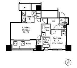 MFPR目黒タワー 1LDKの間取図画像
