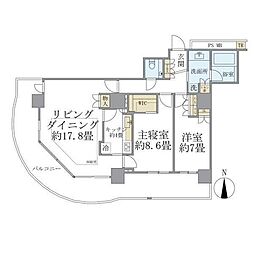 ブリリアタワー大崎 1805 18階2LDKの間取り