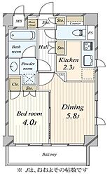 エスポワール南青山 1DKの間取図画像