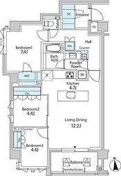 グリーンレジデンス赤坂 3LDKの間取図画像