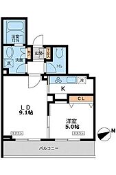 パシフィックコート目黒南 1LDKの間取図画像