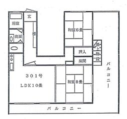 カーサ幡ヶ谷 2LDKの間取図画像