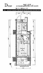 プレール・ドゥーク東新宿3 1Kの間取図画像