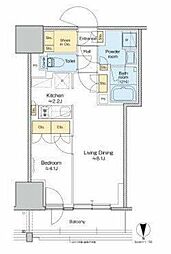 プラウドフラット四谷三丁目 1LDKの間取図画像