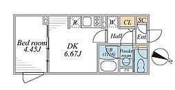 リーガランド桜新町 1DKの間取図画像