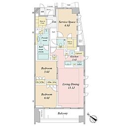 ジオ南青山 2SLDKの間取図画像