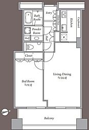 六本木ヒルズレジデンスB棟 1LDKの間取図画像