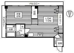 セントラル末広 3階1LDKの間取り
