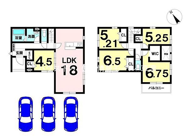 【角地】ご家族が増えても安心の2階に4室の5LDK　並列駐車3台可　治田小学校まで徒歩5分