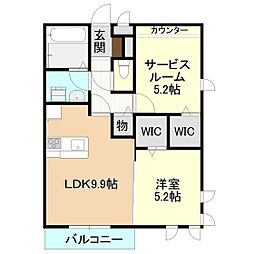 グリフィンドール 1階2LDKの間取り