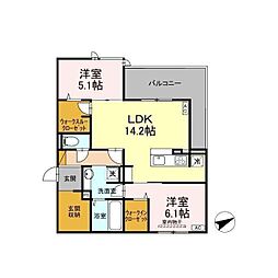 Ｄ’ｓ ＬＩＥＮ　C 3階2LDKの間取り