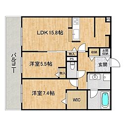 ジュエルコート 2LDKの間取図画像