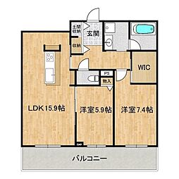 ジュエルコート（シャーメゾン） 1階2LDKの間取り