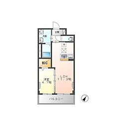 Moon stone 2階1LDKの間取り