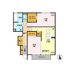 つくばエクスプレス みどりの駅 徒歩32分の賃貸アパート 1階2DKの間取り