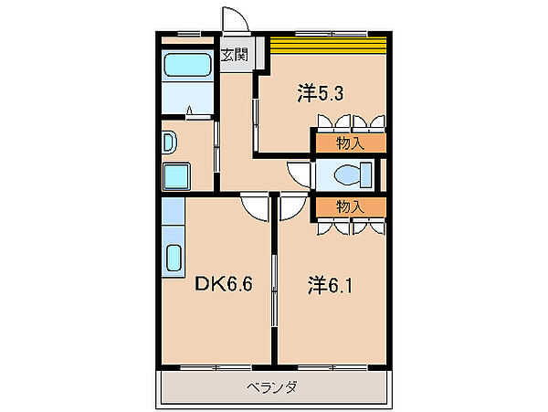 サザンコート26 ｜和歌山県和歌山市大谷(賃貸アパート2DK・1階・45.63㎡)の写真 その2