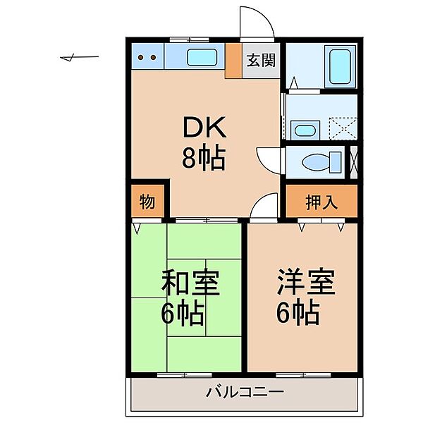イーストハウス ｜和歌山県和歌山市有家(賃貸アパート2DK・1階・43.74㎡)の写真 その2
