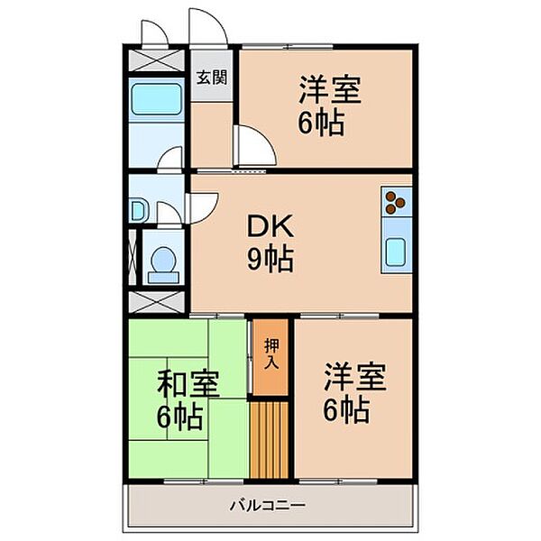 グランメール黒田 ｜和歌山県和歌山市黒田(賃貸マンション3DK・4階・58.12㎡)の写真 その2