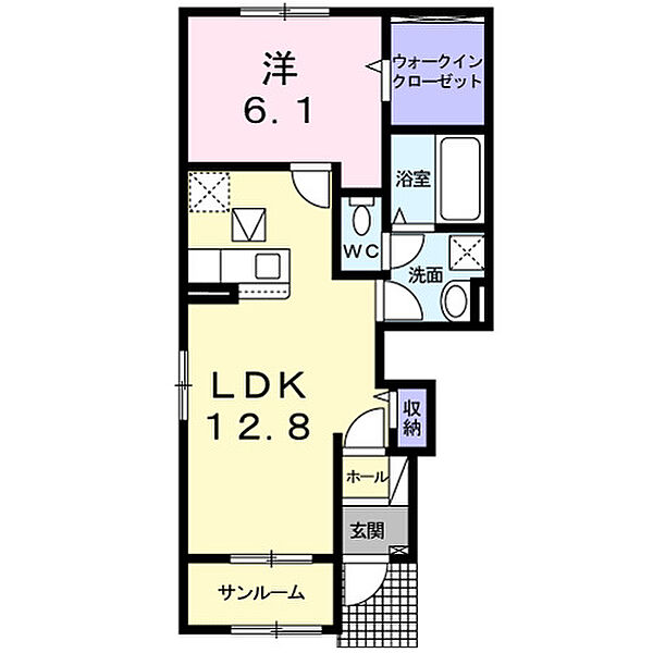 和歌山県和歌山市府中(賃貸アパート1LDK・1階・50.13㎡)の写真 その2
