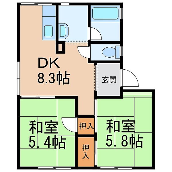 タウニィＮ ｜和歌山県海南市名高(賃貸アパート2DK・1階・42.00㎡)の写真 その2