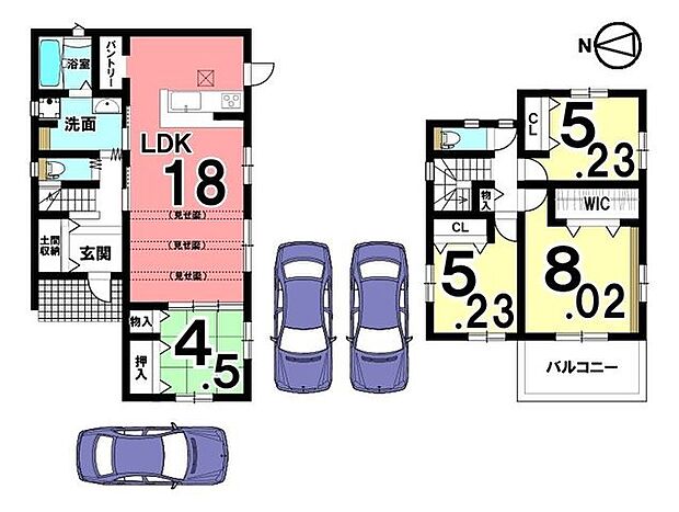1階は和室を合わせて22.5帖。ご家族皆様でくつろげる空間です。キッチンにはパントリーを設置しております。
