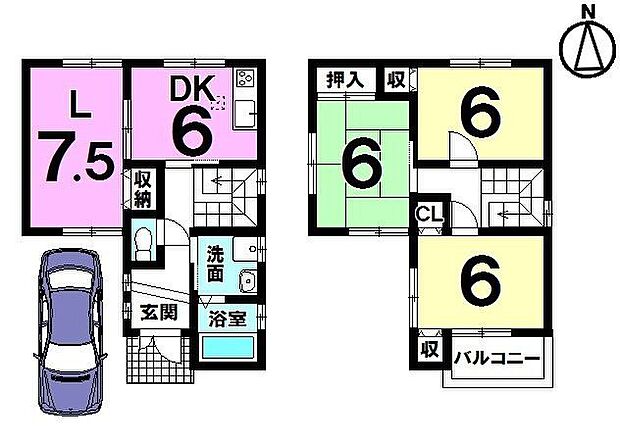 中曽司町　中古戸建(3LDK)の間取り