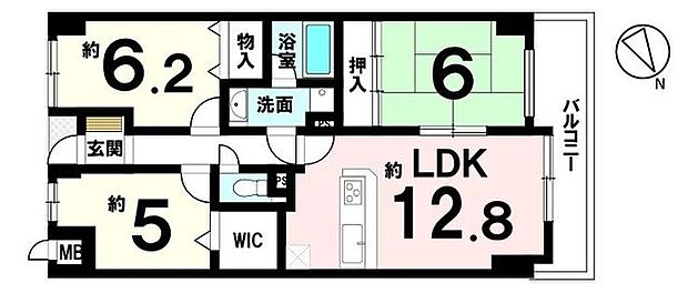 ローレルコート桜井(3LDK) 4階の間取り