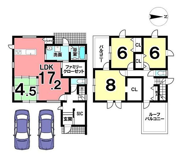 リビングは和室を合わせて21.7帖の広々空間！ファミリークローゼットがあるのは嬉しいポイントですね。
