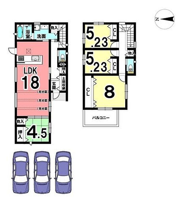 1階は和室を合わせて22.5帖の大きな1部屋としても利用可能!収納スペースも豊富に確保しております