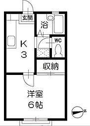ジェイハウス大久保 1Kの間取図画像