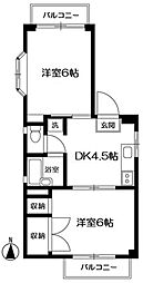 ソシアリンデン 2DKの間取図画像