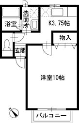 プラネッツ湘南B 1Kの間取図画像
