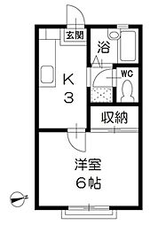 ジェイハウス大久保 1Kの間取図画像