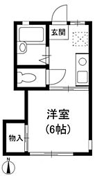ハイツつるみね 1Kの間取図画像