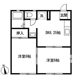 イナカツ8 2DKの間取図画像