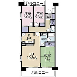 クレセントヴィラ武蔵浦和 6階3LDKの間取り