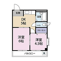 武蔵浦和ダイヤコーポ 2DKの間取図画像