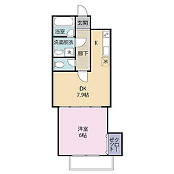 フラッツ町谷 1DKの間取図画像