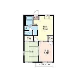 ベアーハイツ 2DKの間取図画像